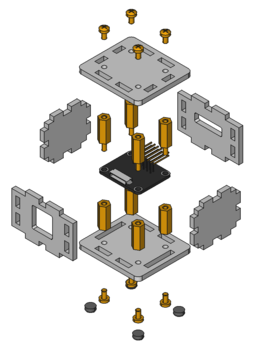 Exploded assembly drawing for Multi Touch Bricklet 2.0