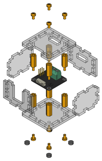 Exploded assembly drawing for One Wire Bricklet