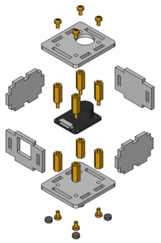 Exploded assembly drawing for Piezo Speaker Bricklet