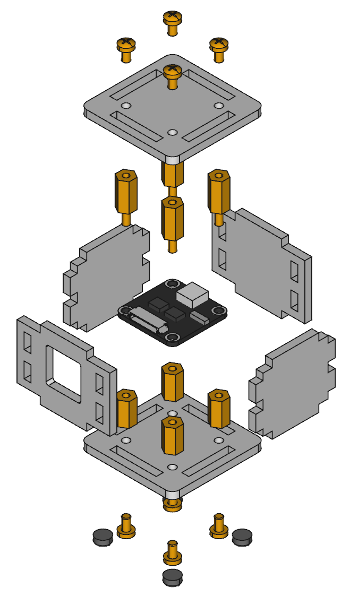 Exploded assembly drawing for Real-Time Clock Bricklet 2.0