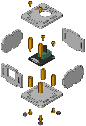 Exploded assembly drawing for Rotary Poti Bricklet 2.0