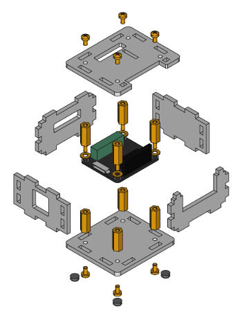 Exploded assembly drawing for RS232 Bricklet 2.0