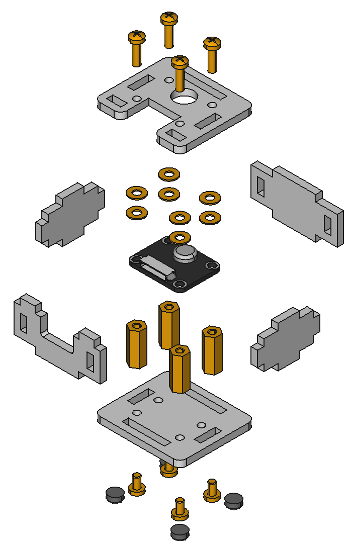 Exploded assembly drawing for Temperature IR Bricklet 2.0